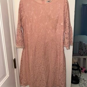 Zeagoo Pink Lace Long Sleeve Dress